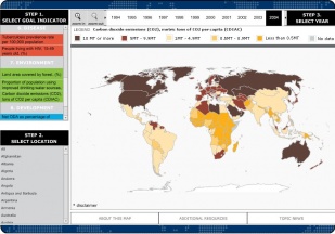 A web mostra mapas cos obxectivos que aínda fican por cumplir. Este é da porcentaxe de emisións de CO2 per cápita (amplíase clicando nel)